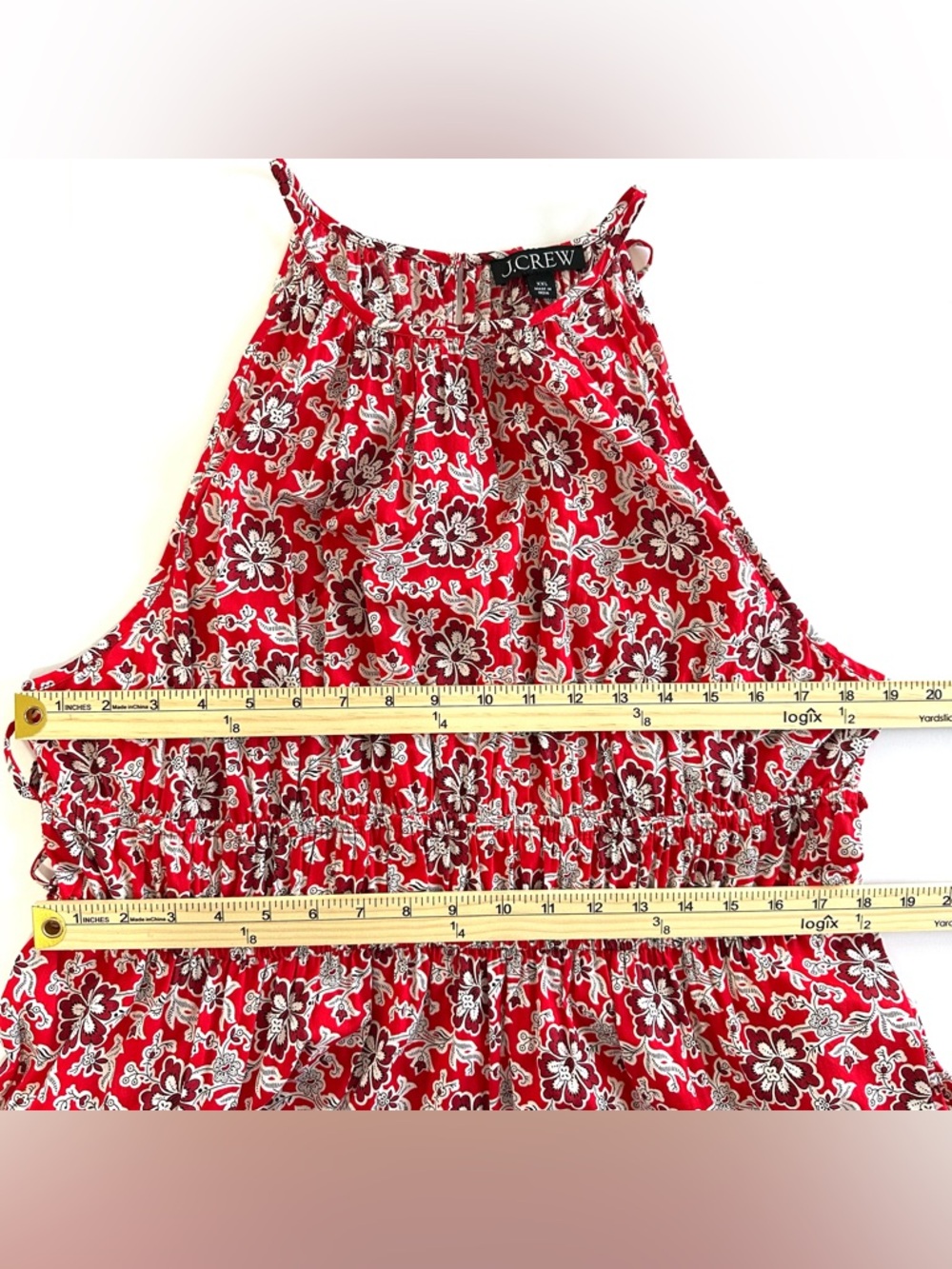 J.Crew Tie Waist Halter Dress in Vintage Red Floral | XXL | NWOT - Picture 7 of 13
